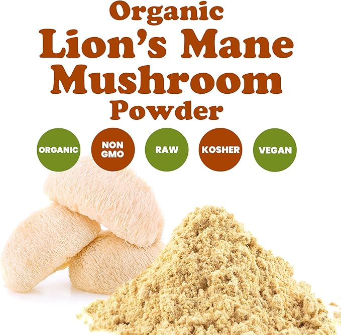 Food to Live - Organic Lion's Mane Mushroom Powder, 4 Ounces - Elevate Your Brain Wellness with Premium, Non-GMO, Natural, and Vegan Superfood to Better Focus