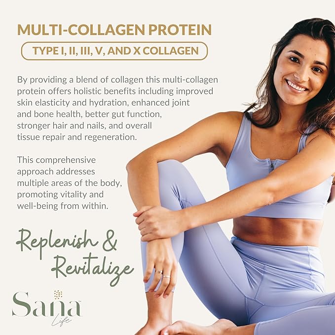 Collagen & Greens Powder, Multi-Collagen Supplement with Hyaluronic Acid for Skin, Hair, Nail & Gut Health - 30 Servings (Peach Mango)