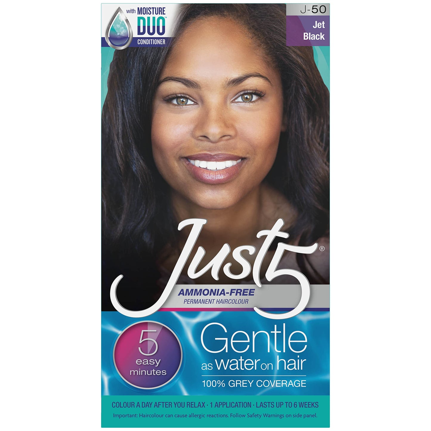 Just 5 Women'S 5 Minute Permanent Hair Color With Conditioner, Grey Hair Coloring For Women - Jet Black