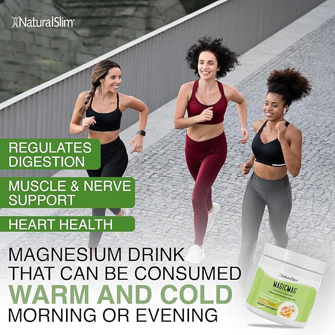 NaturalSlim Magicmag Pure Magnesium Citrate Powder Stress, Constipation, Muscle, Heart Health, and Sleep Support | Honey Chamomile Flavored Magnesium Supplement - 8oz Drink Mix (3 Pack)
