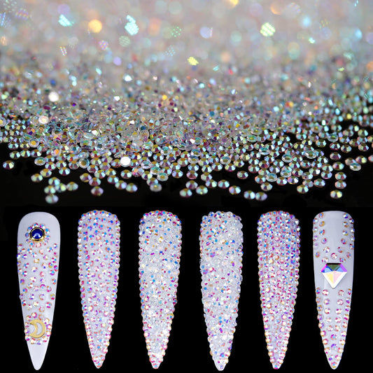 Tiny Nail Rhinestones 5000Pcs 1.7Mm Mini Pixie Ab Glass Crystals For Nail Art Manicure Iridescent Long Lasting Shine Small Rhine