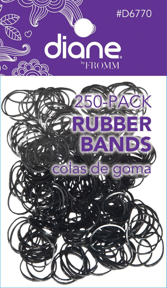 Diane D6770 Black Rubber Bands For Hair Styling, Braids - 250 Pack