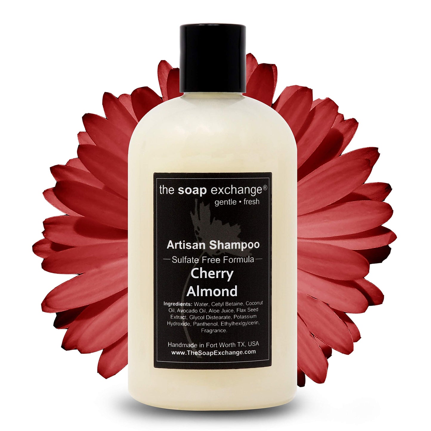 The Soap Exchange Hair Shampoo - Cherry Almond Scent - Hand Crafted 12 Fl Oz / 354 Ml Natural Artisan Hair Care, Gentle, Sulfate