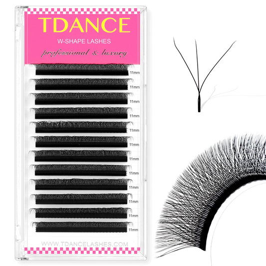 Tdance W Eyelash Extensions 3D Premade Fans W Lashes 0.07 C/D Curl Matte Black W Shaped Volume Fans (W-3D-0.07-C-8-15Mm)
