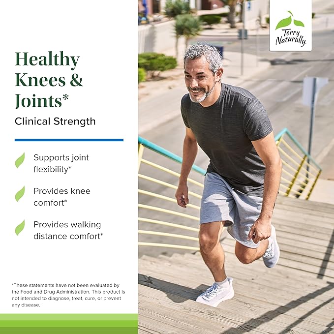 Terry Naturally Healthy Knees & Joints - Dietary Supplement to Support Bone Health & Joint Flexibility - Healthy Knee & Hip Aid with Calcium Fructoborate - 60 Capsules
