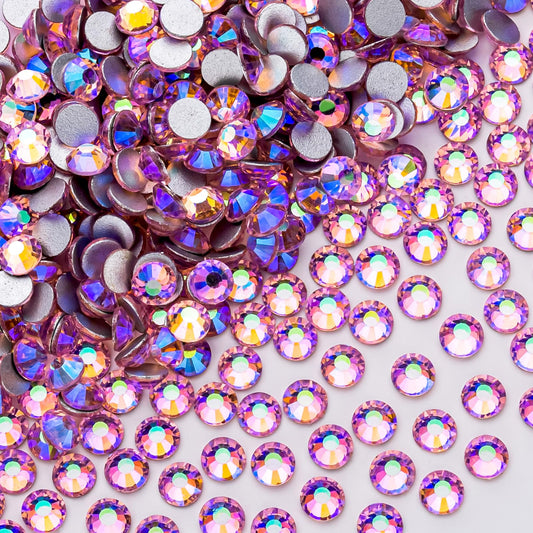 1440Pcs Pink Ab Crystal Rhinestones,Glass Flatback Rhinestones Gemstones For Nail Face Makeup Art Crafts Clothes Decoration -(Ss