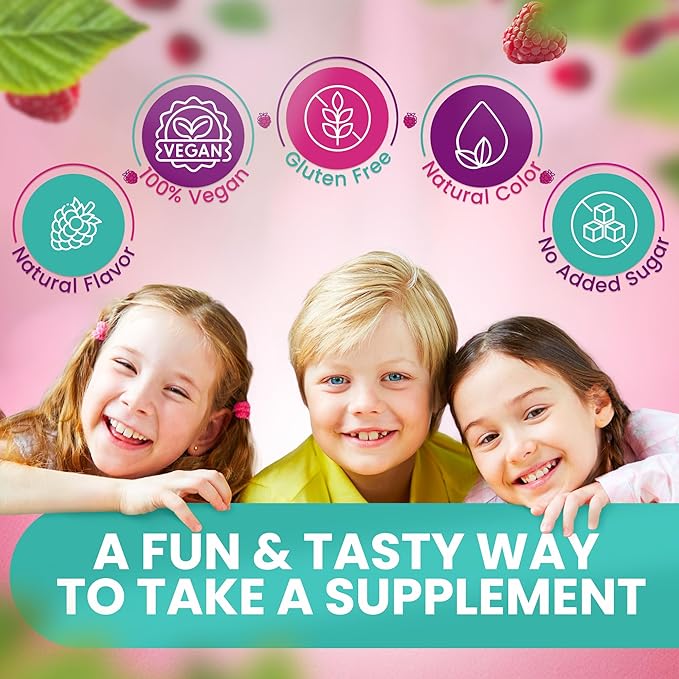 Calm Magnesium Citrate Gummies for Kids - Sleep Support, Chewable Magnesium Supplement 100mg, Stress Relief, Bone Health, Muscle Relaxation, Non-GMO Gluten-Free, Natural Flavor 60 Vegan Gummies
