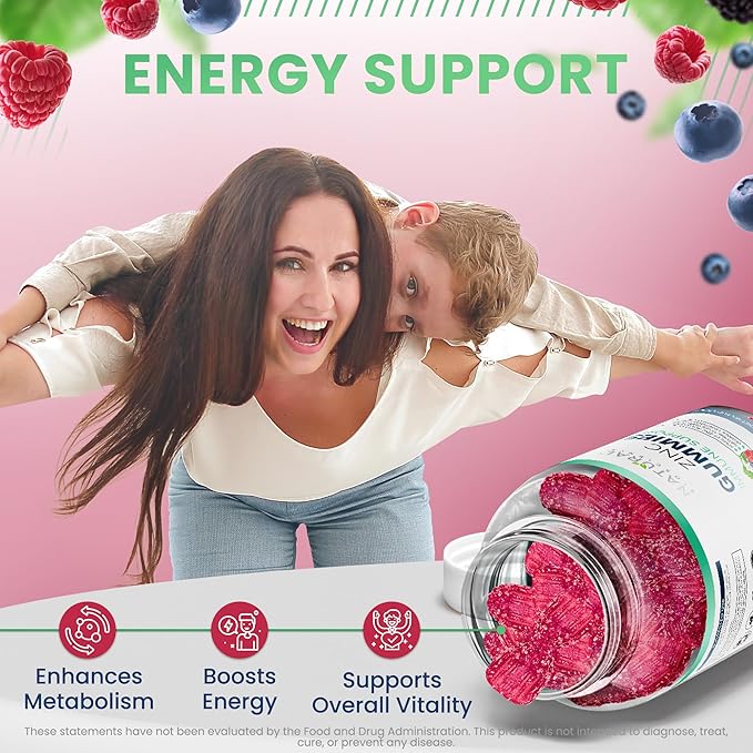 Zinc Gummies 50mg - Immune Support, Skin Health, Antioxidant, High Potency Daily Zinc Supplement for Adults, Chewable Zinc Citrate Gummies, Vegan, Gluten-Free, Non-GMO, 120 Gummies