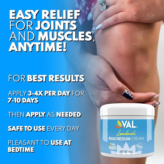 VAL Lombardi Magnesium Lotion | Nighttime Zechstein Magnesium Chloride Cream | Hydrating & Fast-Absorbing | 4oz