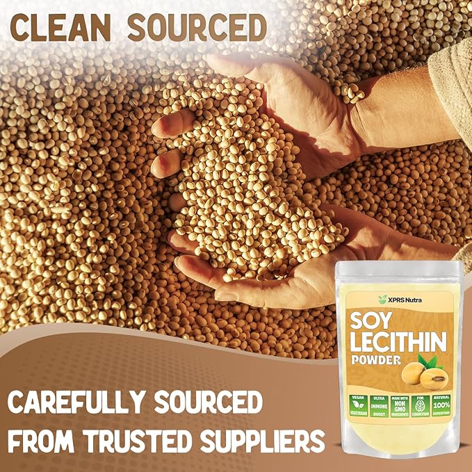 XPRS Nutra Soy Lecithin Powder Food Grade Fat Emulsifier - Suitable for Cooking, Baking and More - Vegan Friendly Soy Lecithin Powder Cooking Aid (4 Ounce)