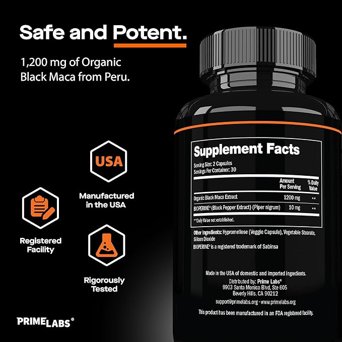 Prime Labs Tribulus Terrestris (120 ct) + Organic Black Maca (60 ct)