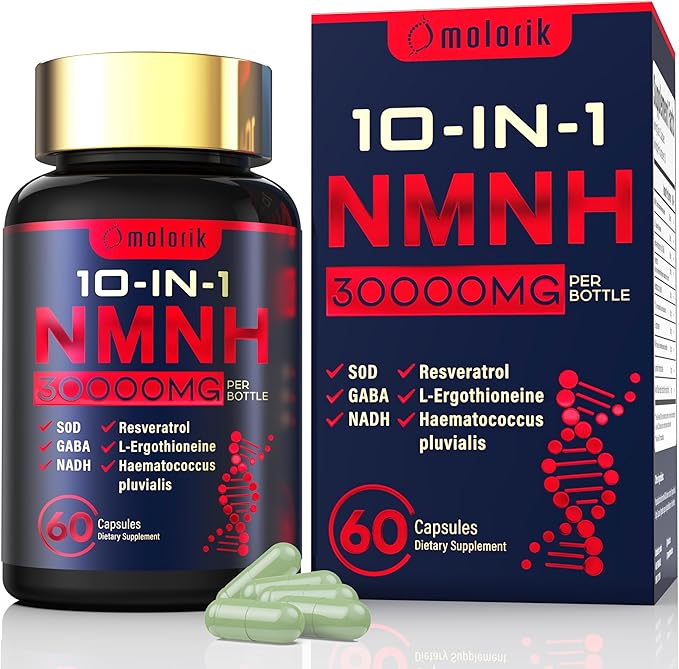 NMNH (Dihydronicotinamide Mononucleotide), 1000mg Per Serving NAD High Purity Supplement Alternative, Capsules Gluten Free, Non-GMO, for Anti-Aging, Energy, Focus - 064