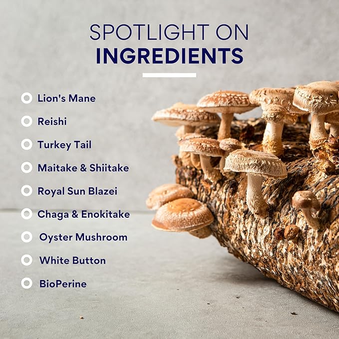 Research Verified Mushroom Complex - Support Immunity, Boost Antioxidants, Improve Cognitive Function - 10 Mushrooms Including Reishi, Maitake, and Shiitake - 180 Capsules - Vegan