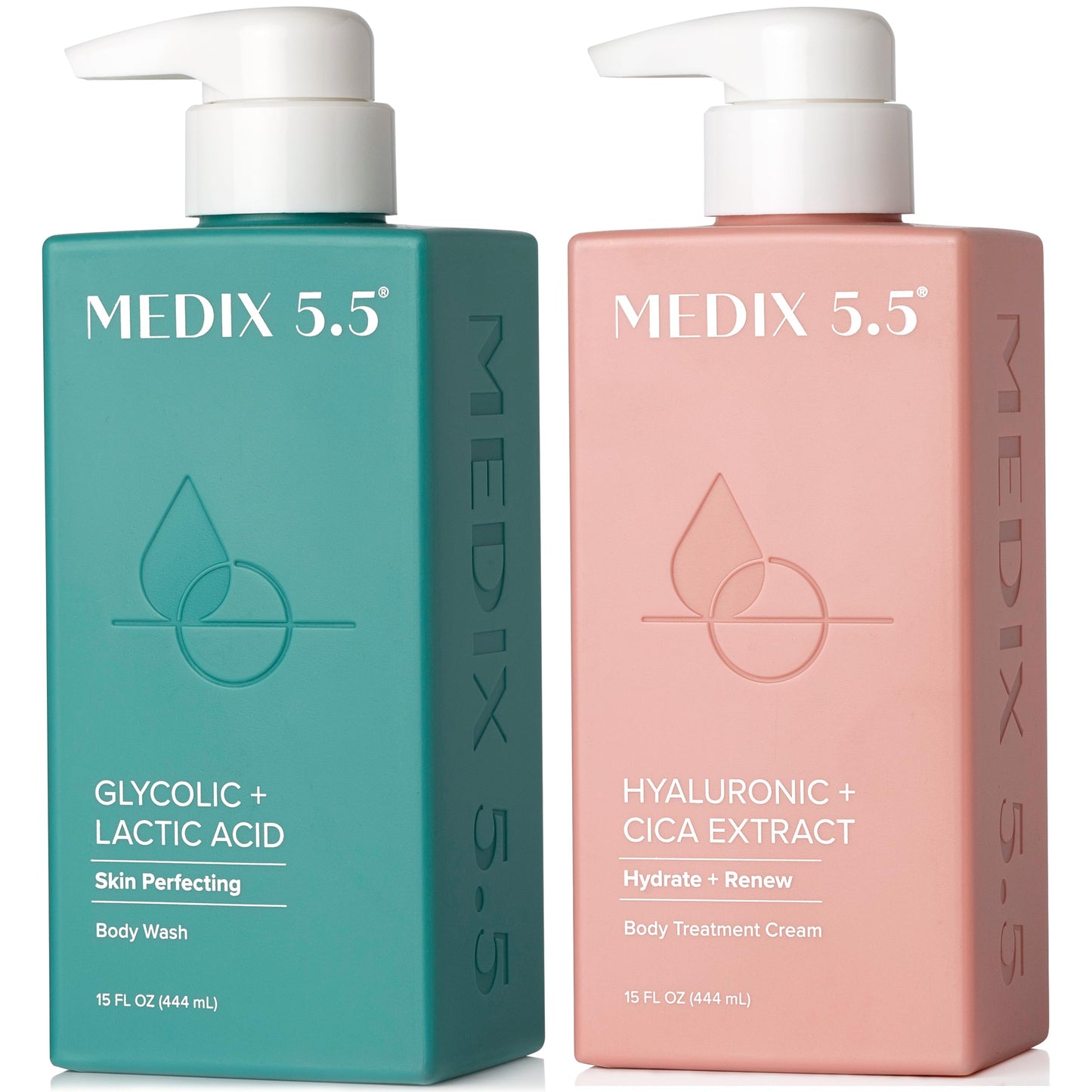 Medix 5.5 Exfoliating Aha Glycolic Acid Face & Body Scrub Cleanser + Hyaluronic Acid Moisturizing Body Cream Lotion Skin Care 2P