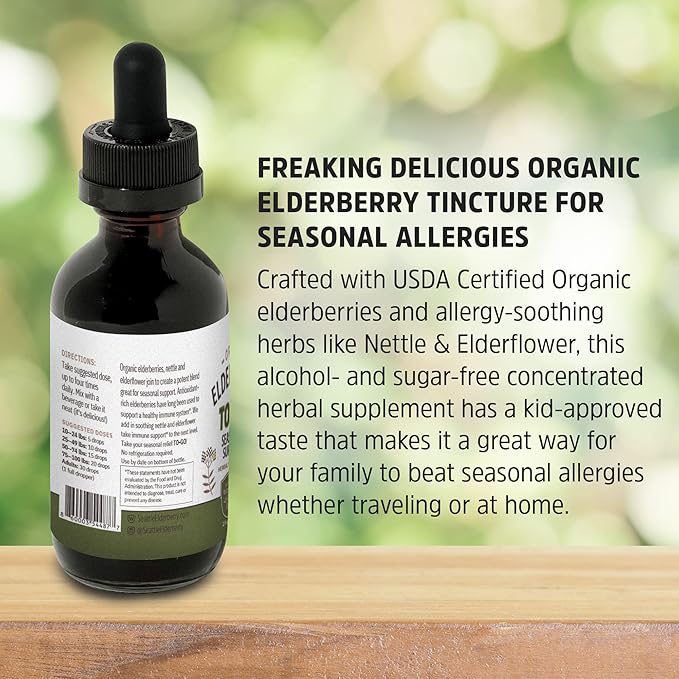 Herbal Supplement Starter Set – A 16oz Bottle of Elderberry Syrup with Maple & a 2oz Bottle of Elderberry to-Go Seasonal Support Made from Only Organic Ingredients in The USA