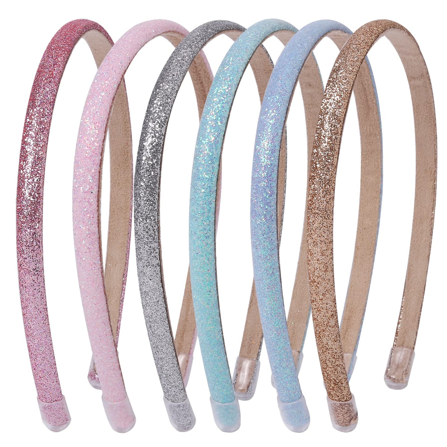 Fishdown Thin Glitter Headbands For Girls,Glitter Sequin Headbands For Girls,Sparkle Headbands For Toddler Girls,Skinny Sparkle