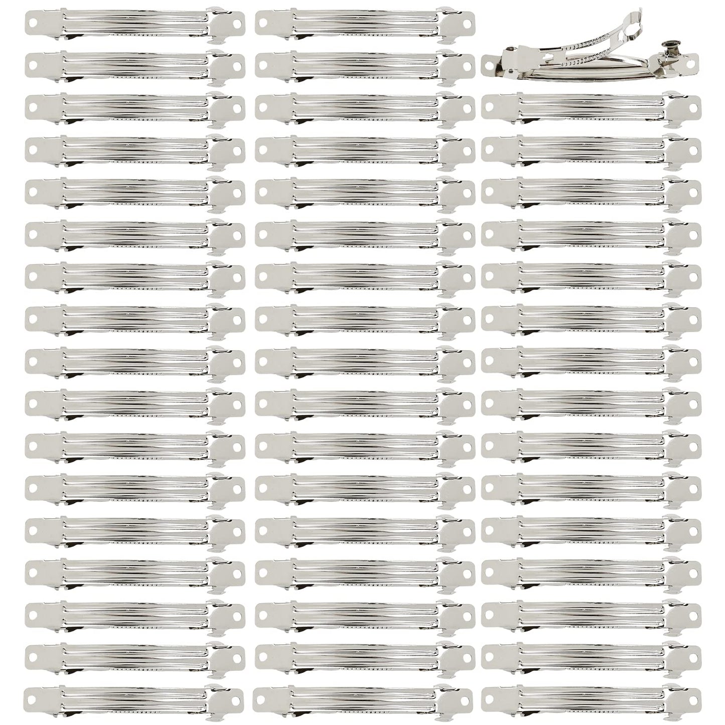 Lawie 50 Pack 8 Cm 3.15 Inch Silver Blank Rectangle Metal French Barrette Plain Base Hair Clips Diy Crafting Clips For Bows Snap