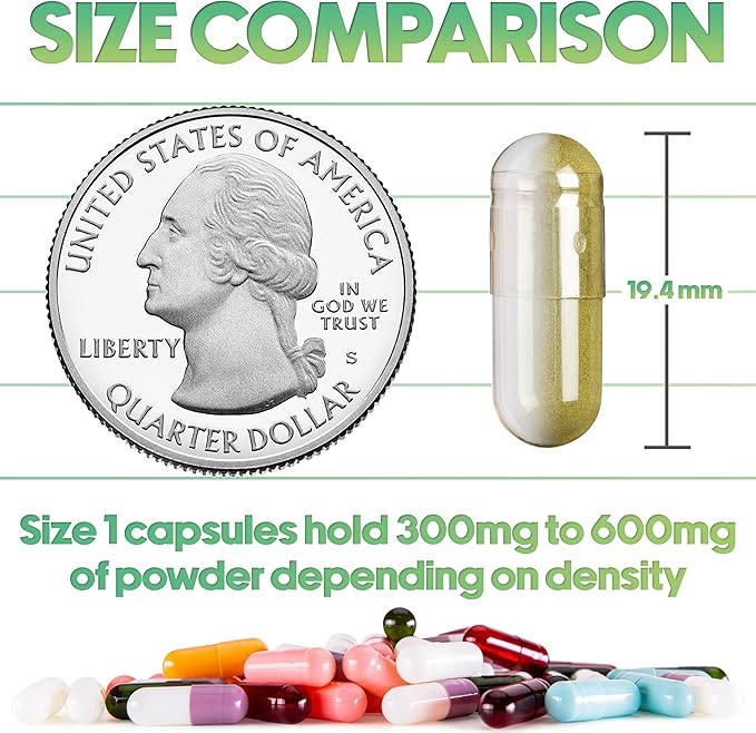 XPRS Nutra Size 1 Empty Capsules - 500 Count Empty Gelatin Capsules - Pill DIY Capsule Filling - Pure Bovine Pill Gel Caps for Do-It-Yourself Supplements (Multi Color)