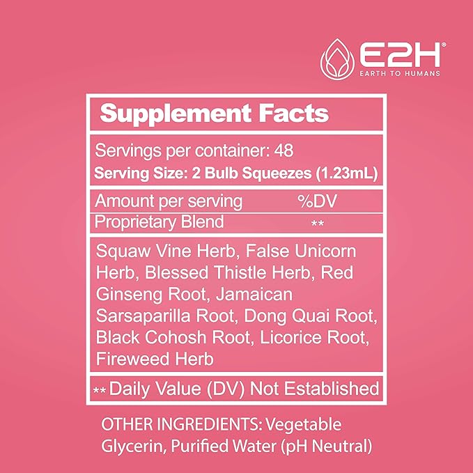 E2H All Natural Women's Wellness, Hormone Balance and PMS Relief with Black Cohosh, Dong Quai and Licorice Root for Hot Flash Relief (3 Bottles)