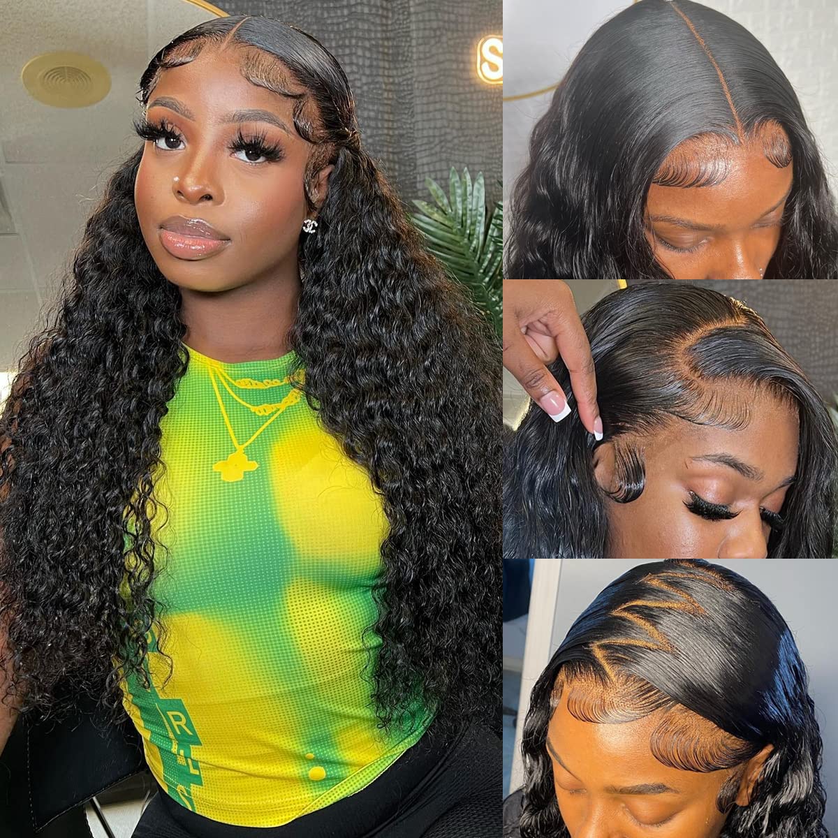 13X6 Lace Front Wigs Human Hair Deep Curly Wigs For Women 180% Density 13X6 Human Hair Wigs Deep Wave Lace Frontal Wigs Human Ha