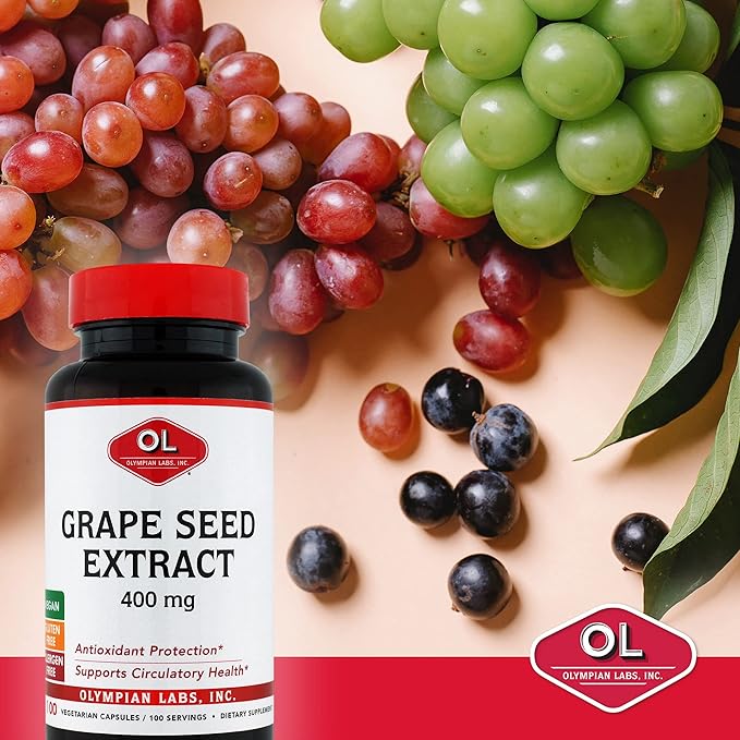 Olympian Labs Grape Seed Extract 400mg Vegan Capsules | Supports Heart & Immune Health, Antioxidant - 100 Count