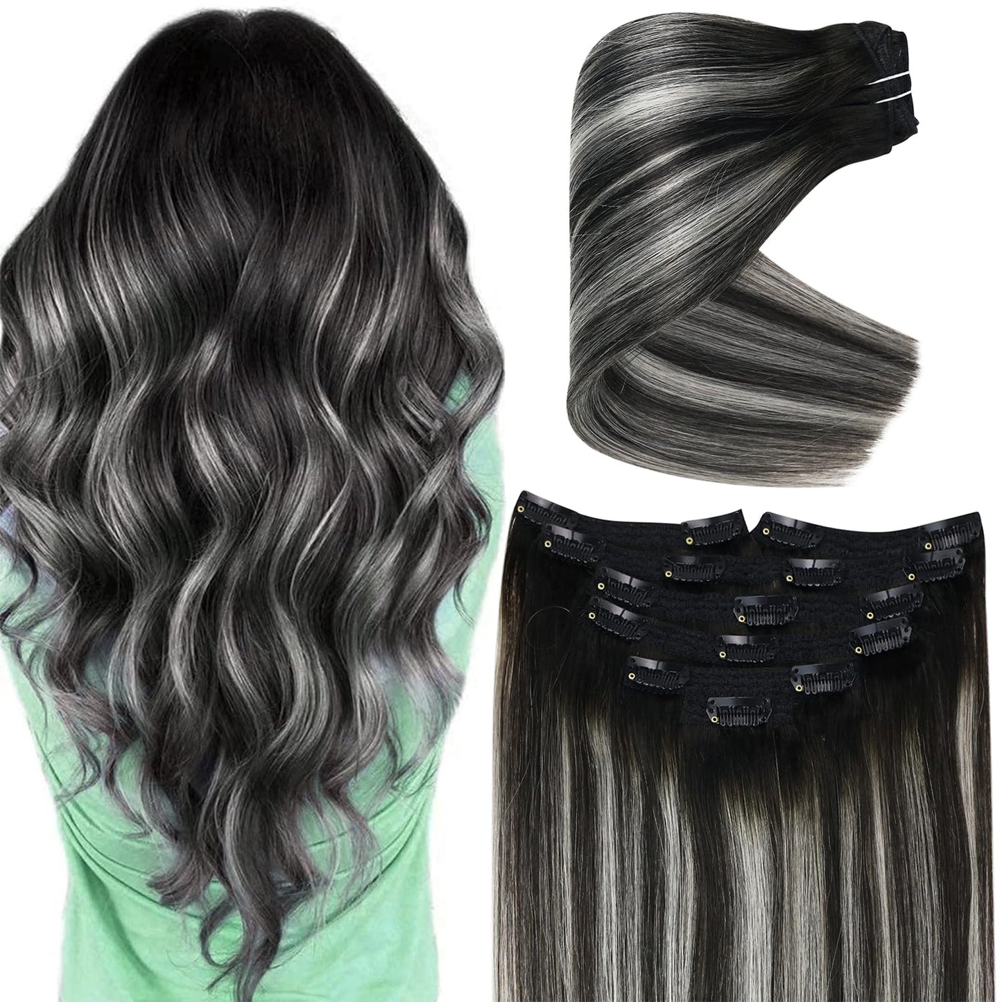 Ve Sunny Ombre Clip In Hair Extensions Real Human Hair Ombre Clip Extensions Human Hair For Women Human Clip In Hair Extensions