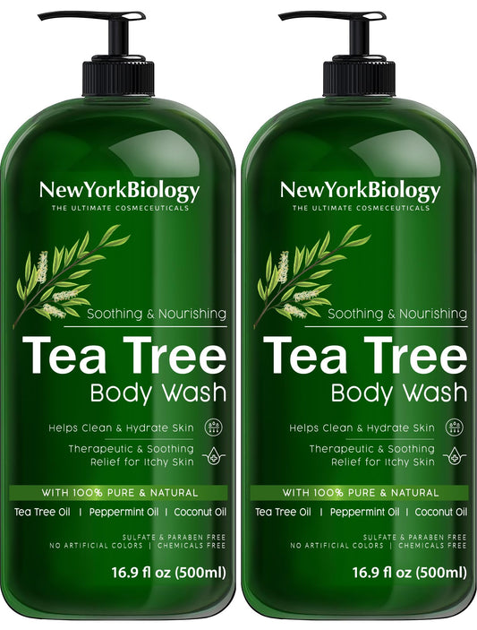 New York Biology Tea Tree Body Wash For Men And Women - Moisturizing Body Wash Helps Soothe The Skin - Refreshing And Hydrating