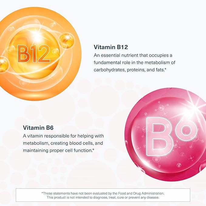 Youtheory B12B6 - Vegan Vitamin B6 & Vitamin B12 - Offers Brain Health, Energy & Immunity Support* - Dairy, Soy & Gluten Free - 60 Vegetarian Capsules