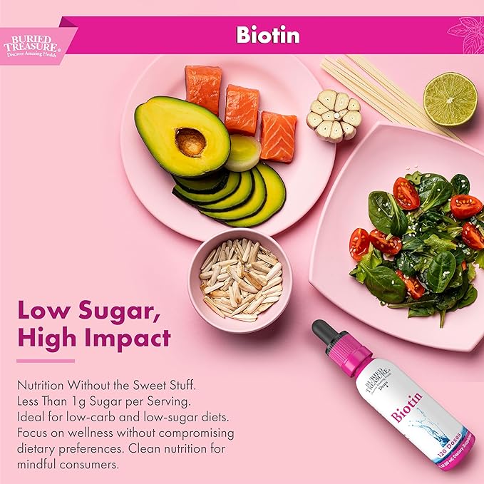 Buried Treasure Biotin Drops - 120 Servings, 2 oz, Supports Hair, Skin & Nails