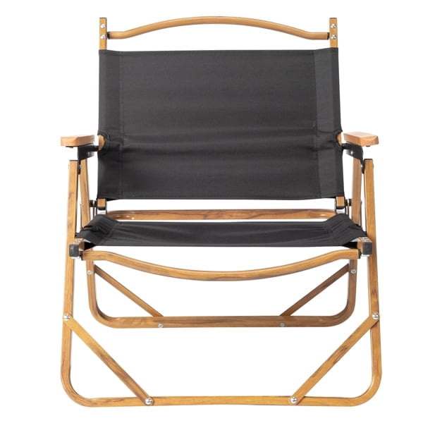 Folding Camping Chairs with 100kg Capacity, Black Imitation Wood Grain