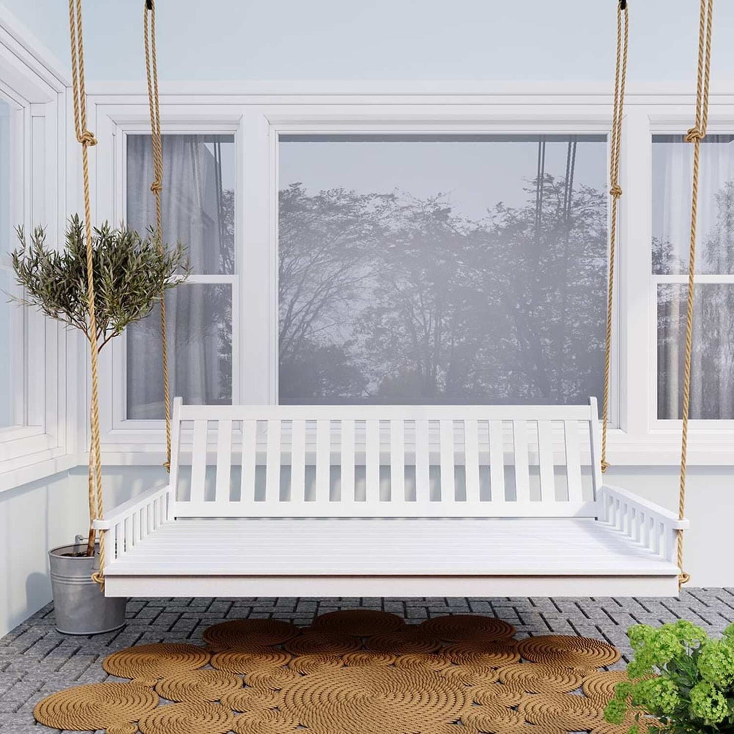 Keystone Amish Co. 4 Foot Franklin Porch Swing Bed with Ropes, Mushroom Stain