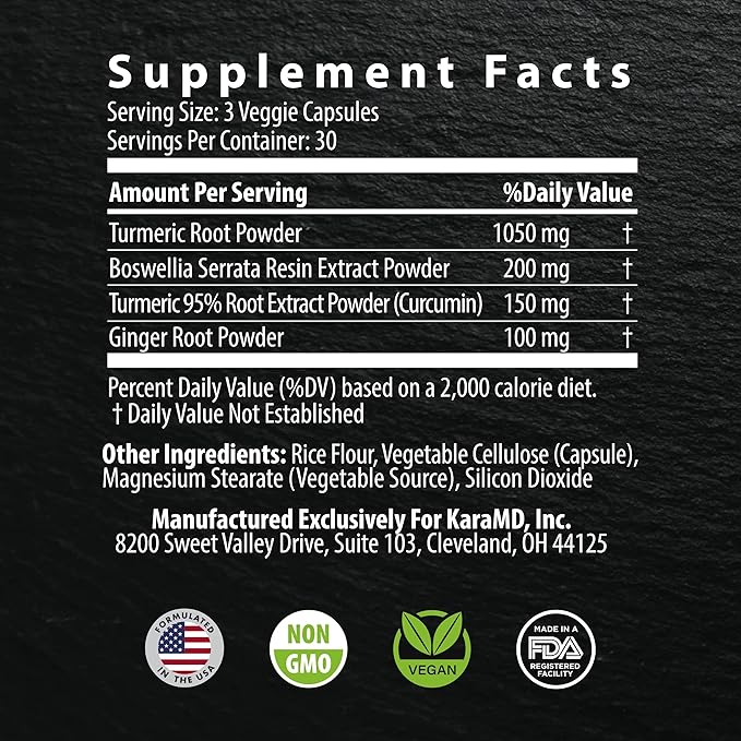 KaraMD Comfort Guard X24 | Joint & Movement Support Supplement | Turmeric Curcumin, Boswellia & Ginger | Ease Muscle Discomfort & Joint Stiffness | Non-GMO, Gluten Free & Vegan Friendly (120 Servings)