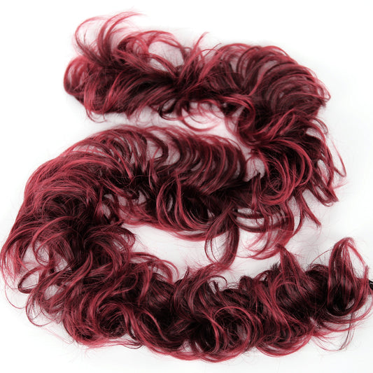 Caisha Hairpiece Hair Wrap Heat-Resistant Synthetic Fibres Curly Messy Updo Red Mix Hw28