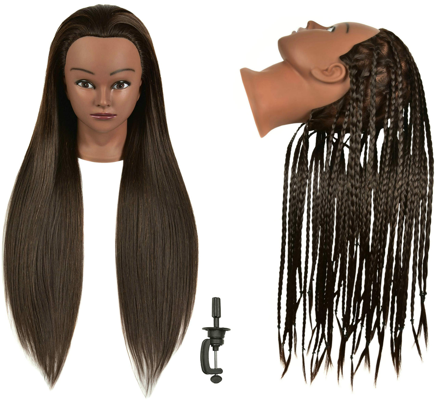 Futai 30 Inch Real 20% Human Hair Mannequin Head With Table Clamp Stand For Hairdresser Practice Braiding Styling Manikin Cosmet