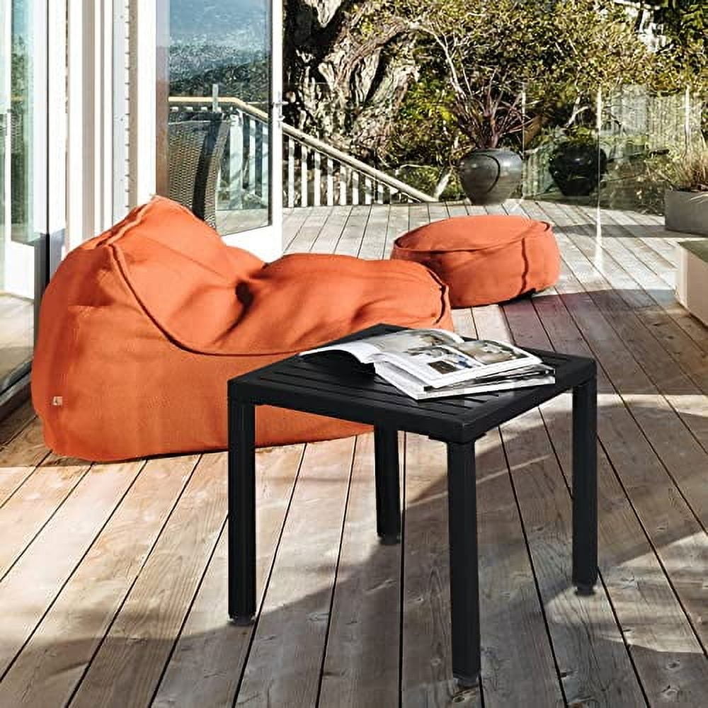 amopacorp Indoor Outdoor Small Metal Square Side End Table, Patio Coffee Bistro Table, Fashionable and Simple Wrought Iron Side Table, Black
