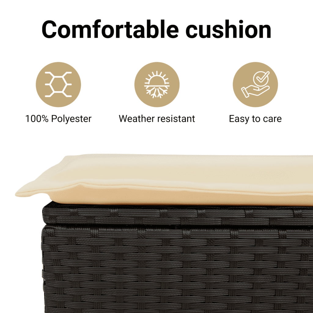 vidaXL Garden Sofa Set Black PE Rattan Lounge Set Adjustable Feet